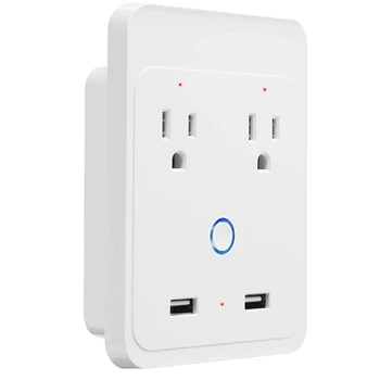 

AMS-Wall Socket Wifi Smart Power Strip Surge Protector 2 Ac Outlets 2 Us Socket With Usb Compatible With Alexa,Google Home Elect