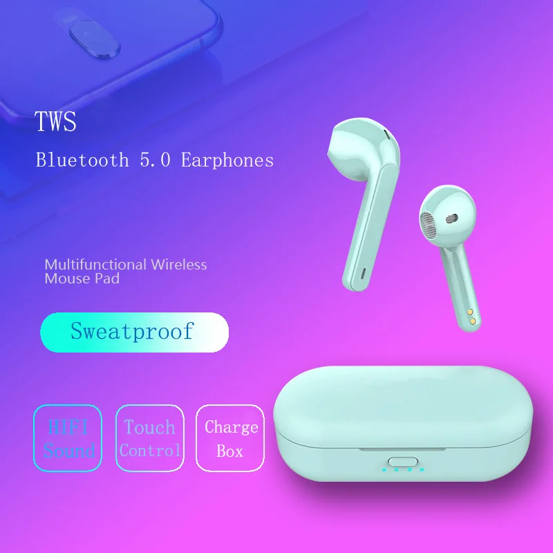 TWS Bluetooth 5.0 Headset Smart Touch Earbuds Wireless Earphone True Wireless Earphones with 270mAh Charging Case for Phones