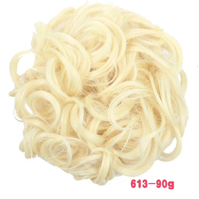 MERISIHAIR Synthetic Girls Curly Scrunchie Chignon With Rubber Band Brown Gray Hair Ring Wrap On Messy Bun Ponytails 90g-613