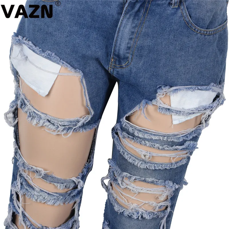 VAZN TY001 новые модные женские джинсовые брюки с кисточками, однотонные, тонкие, повседневные, популярные,, голубые, Джокер, Длинные клеши