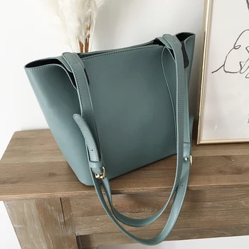 

NEW Women Shoulder Bag Large Capacity Simple Bucket Bags Purse Messenger Bags Casual Female Solid Color Handbag Chic Totes Bag