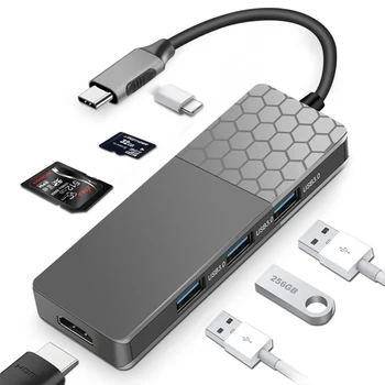 

TYPE-C To USB3.1 USB3.0 HDMI 4K HD Output HUB PD3.0 Charging SD 2.0 TF 2.0 Card Reader HUB Type-c To Gigabit Ethernet Port HUB