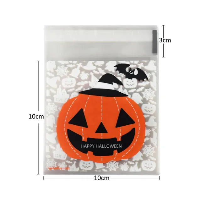 50/100pcs Happy Halloween Candy Bag Gift Cookie Bags Biscuits Snack Plastic Packaging Bags Halloween Party Decoration Supplies 4