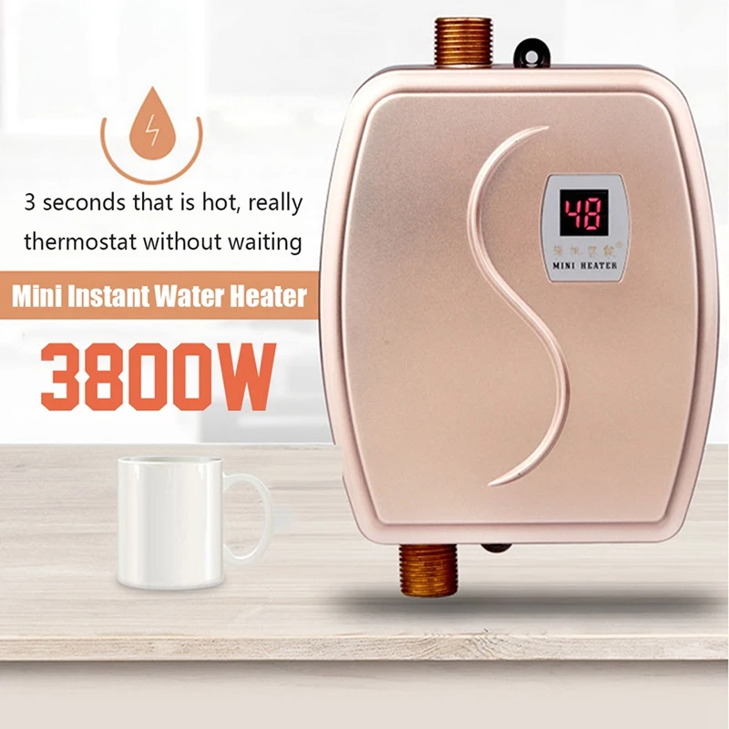3800 Вт мини электрический водонагреватель мгновенный нагрев светодиодный дисплей Электрический нагреватель горячей воды защита от утечки