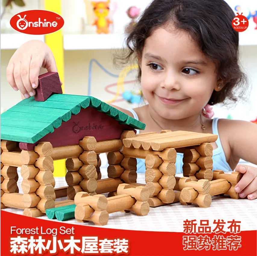 

Onshine170p Farm And Small Shops Wooden House Set Logs Creative Architecture Flexible Building Blocks Toy 2.8