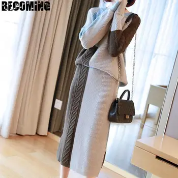 

Maternity Sweater Suit Autumn And Winter Women Sweater Pregnancy Clothing Korean Style Sweater Dress 1661003