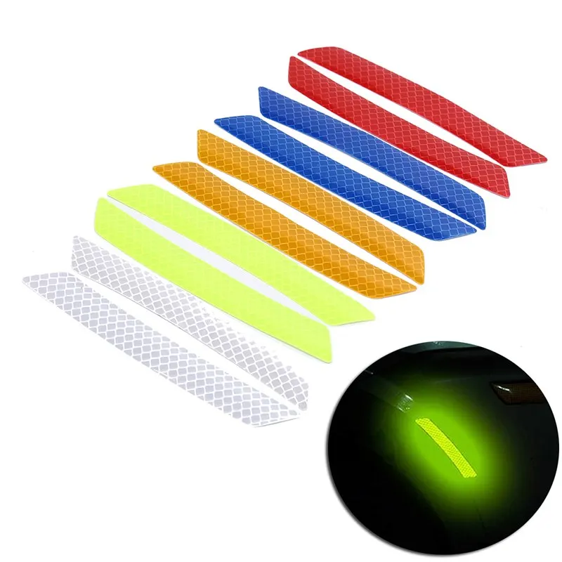 1Pair Reflective Warning Strip Tape Car Bumper Reflective Strips Secure Reflector Stickers Decals Car Styling 13*3cm