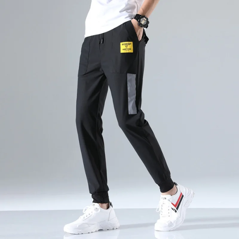 

Pants Men's Korean-style Trend Capri Men Viscose Casual Sweatpants Men's Loose-Fit Summer Beam Leg Athletic Pants Men's Thin