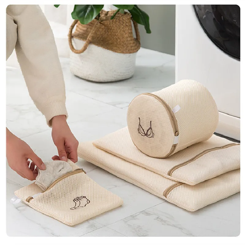 Embroidery Laundry Bags for Washing Lingerie Clothes, High Quality Mesh Laundry Wash Bag, Storage Underwear Sock Washing Pouch