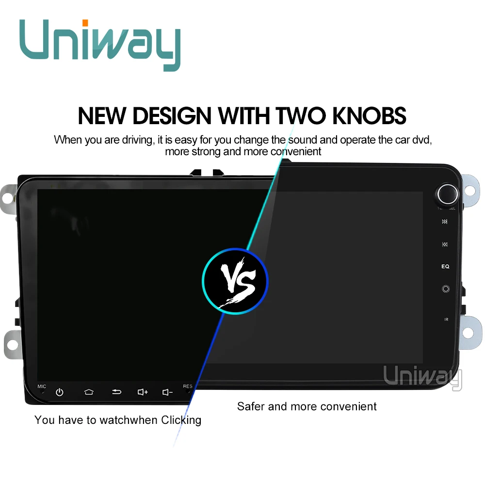 Clearance Uniway 8" 2 din android 8.1 car dvd for vw passat b6 b7 golf 5 6 tiguan polo octavia rapid fabia multimedia navigation player 3