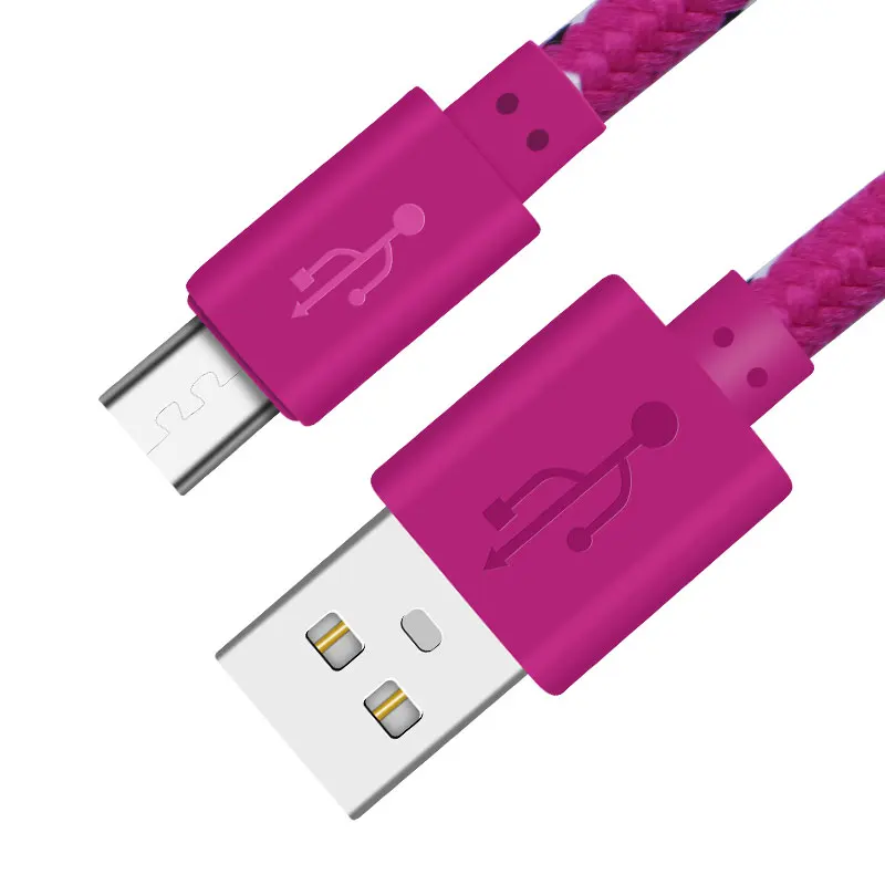 Быстрый USB 1 м 2 м 3 м нейлоновая оплетка Micro USB кабель для samsung Galaxy S7 6 Xiaomi htc LG NokiaTablet кабель для передачи данных зарядный Шнур зарядное устройство - Цвет: Rosered