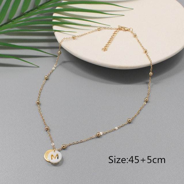 Letter Beads Necklace Women Natural Fresh Water Baroque Irregular Pearl Love Layered Gold Chain Vintage Choker Jewelry