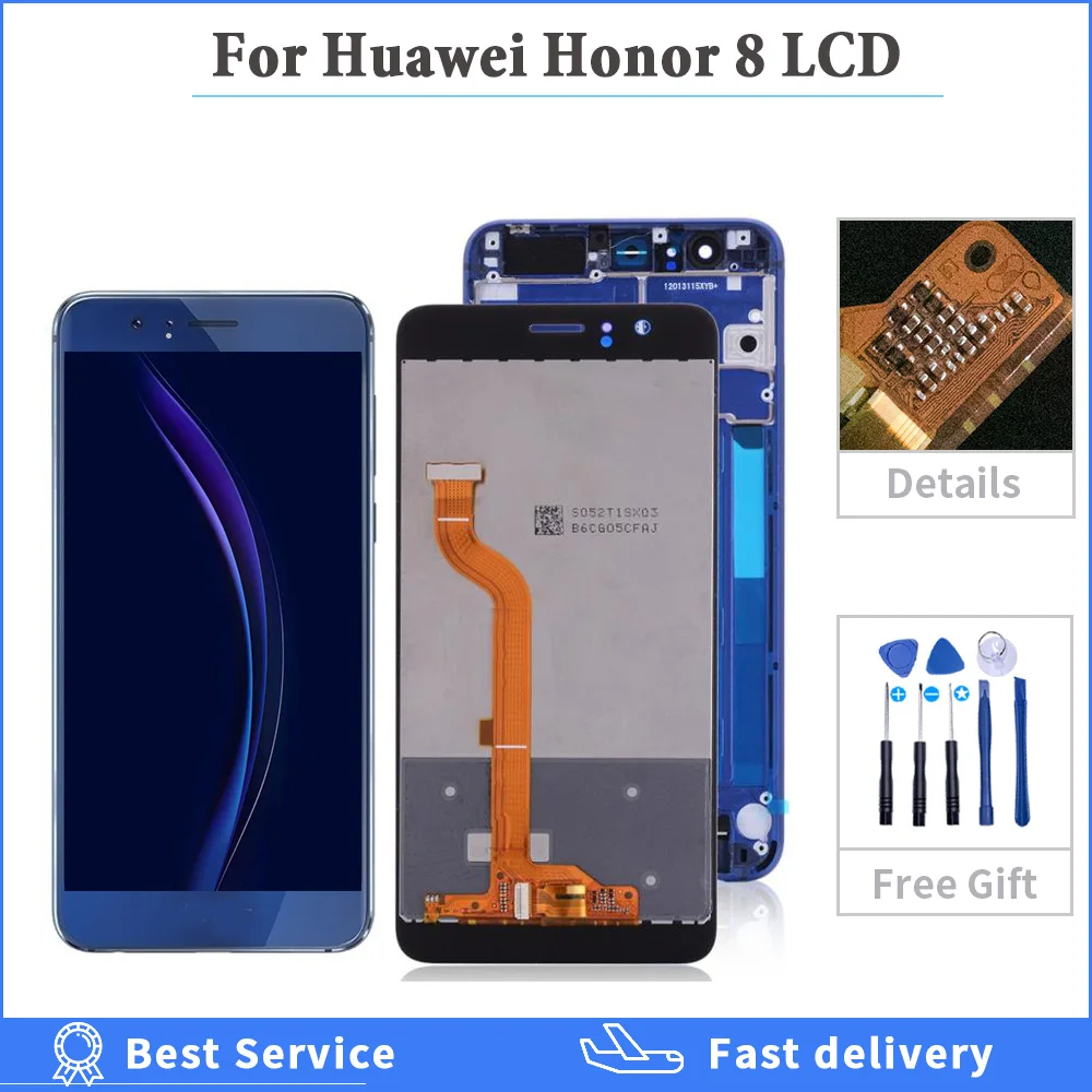 ЖК дисплей для Huawei Honor 8 дигитайзер сенсорного экрана с рамкой сменный сенсорный