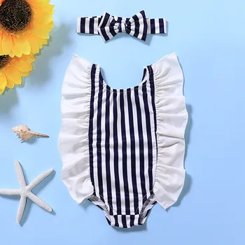 

Toddler Kids Baby Ruffle Stripe Summer Swimwear Swimsuit Bikini Bathing Outfits Cute Bodysuit Maillots de bain pour enfants#2