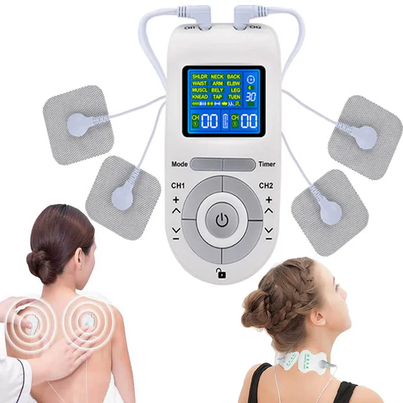 

electric 12 Modes Tens pads massager Machine Unit Pain Relief Pulse Massage EMS abs Muscle Stimulation Tens cable stimulador