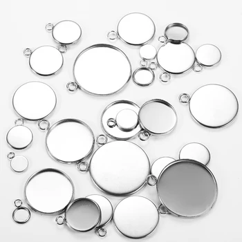 

20 Pcs Stainless Steel Bottom Support Welding Single Ring Pendant Time Gem Tray Jewelry DIY Making 6mm~25mm