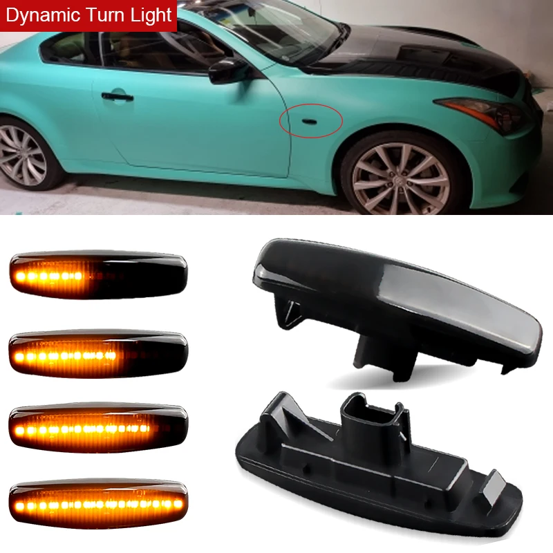 

2pcs For Infiniti EX25 EX35 EX37 FX30d FX35 FX37 FX50 G25 G35 G37 JX35 M25 M35 M37 LED Dynamic Side Marker Turn Signal Lights