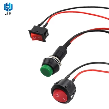 

1PCS small boat type round button switch with wire car waterproof circuit wire horn mini boat type KCD1 red green