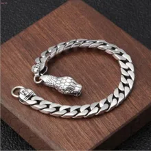 Стиль, s925 чистое серебро, Мужская цепочка на запястье, ювелирные изделия, тайское серебро, браслет с голым змеем, Ретро стиль, классика творчества