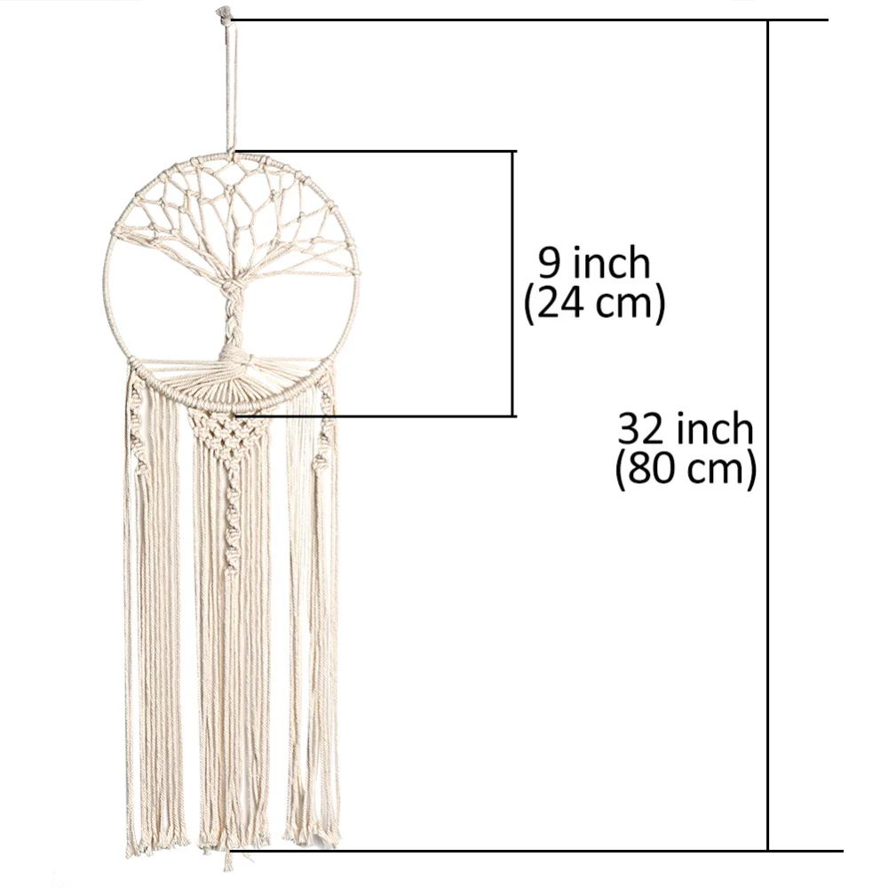 Tree of Life Dream Catcher Wall Hanging Boho Wall Decor with Tassels Home Decor for Nursery Bedroom Chic Ornament Craft Gift