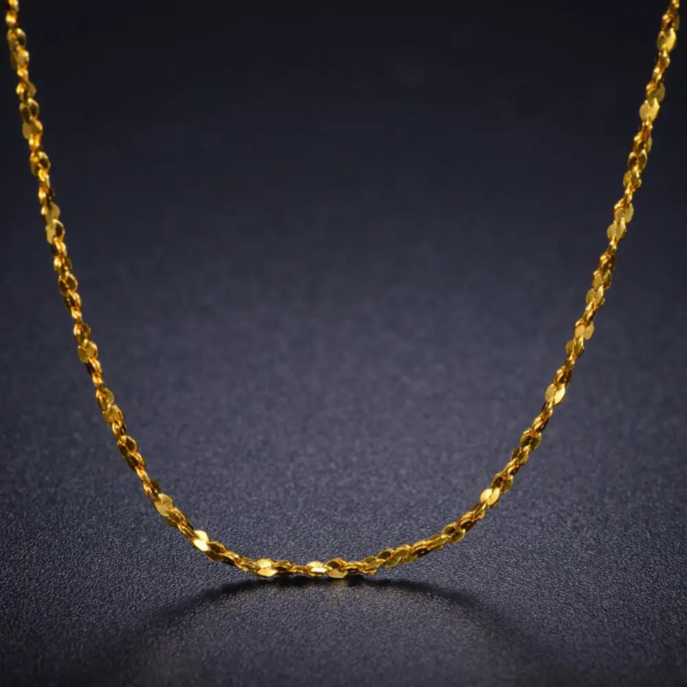 Real Pure 999 24K Yellow Gold Necklace Full Star Chain Necklace 16inch / 2.4-2.6g Women Lucky Gift