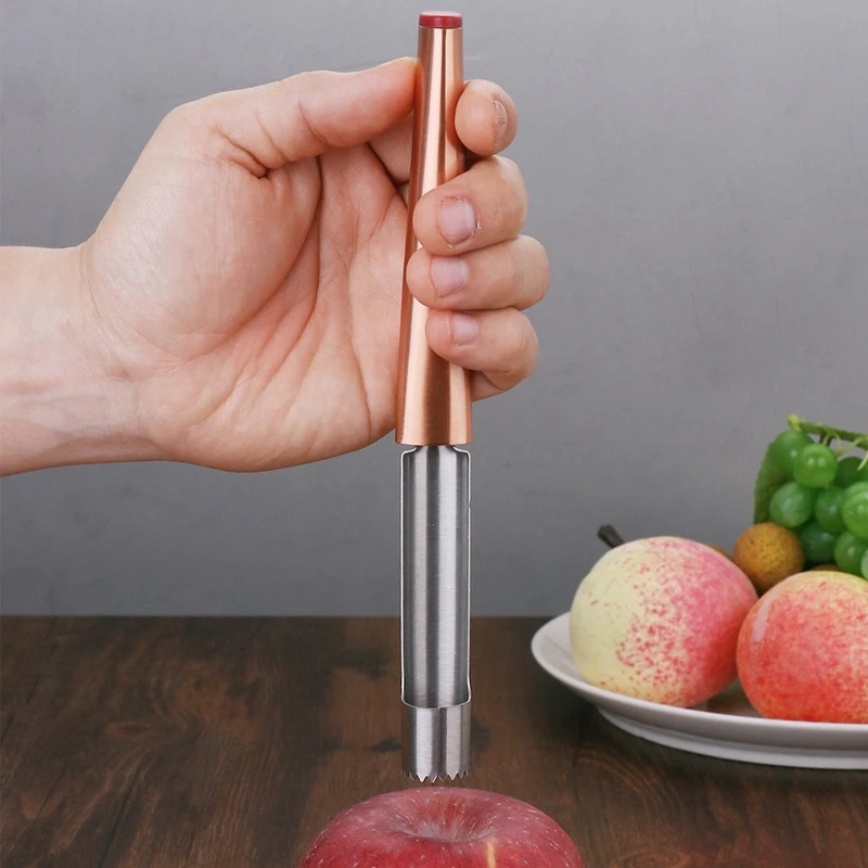 HOT-Stainless Steel Kitchen Gadget Fruit Seeder Core Remover Fruit Vegetable Tools Apple Pear Corer Easy Twist