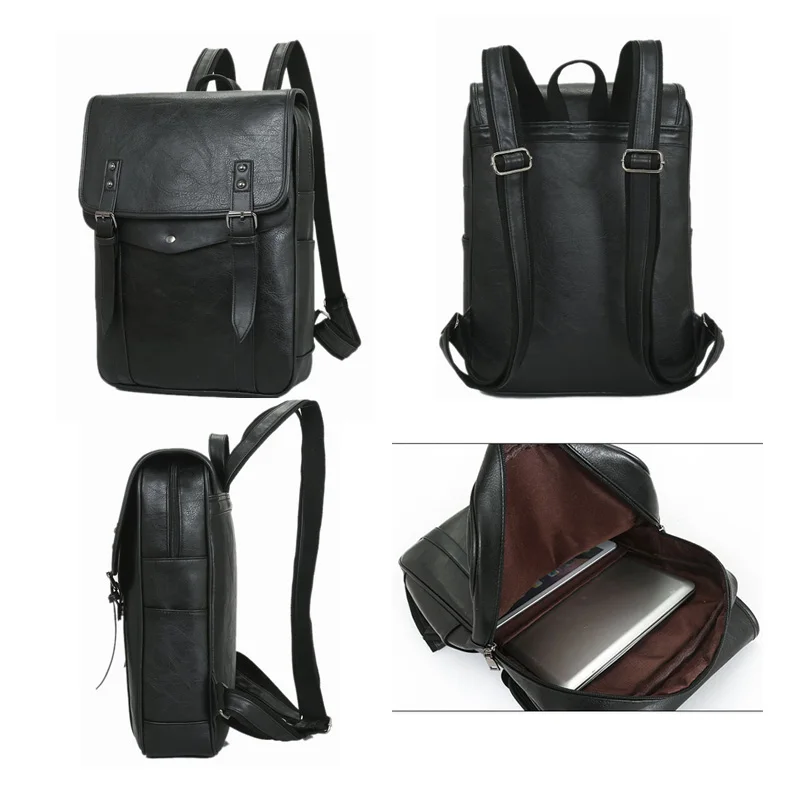 Multifunction Solid Leather Backpack Men Business Computer Back Pack Man Casual Fashion Travel Backpacks For Man Waterproof Bag 4