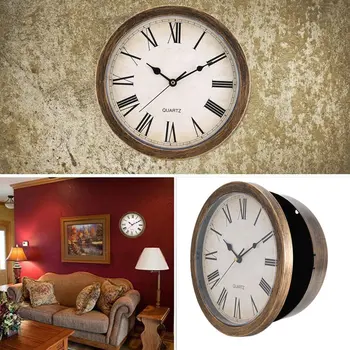 

Nordic Style Vintage Round Shape Unique European Mute Wall Clock Storage Box for Home Living Room Decoration