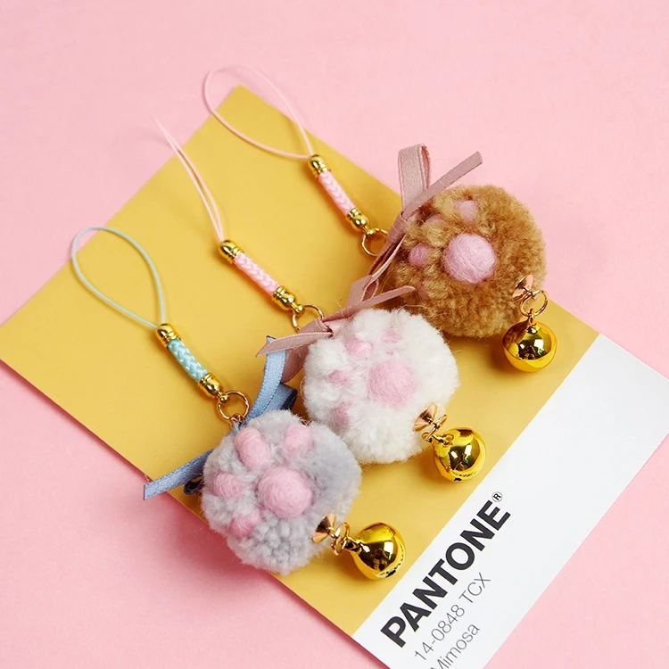 Cute Cat paw Wool Felt phone Strap Lanyards for iPhone Samsung Huawei Xiaomi Decoration Mobile Phone Rope Charm Gift | Мобильные