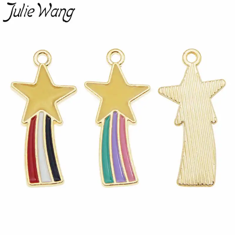 Julie Wang 4 шт. эмаль звезда метеор амулеты красочный сплав золотой тон ожерелье