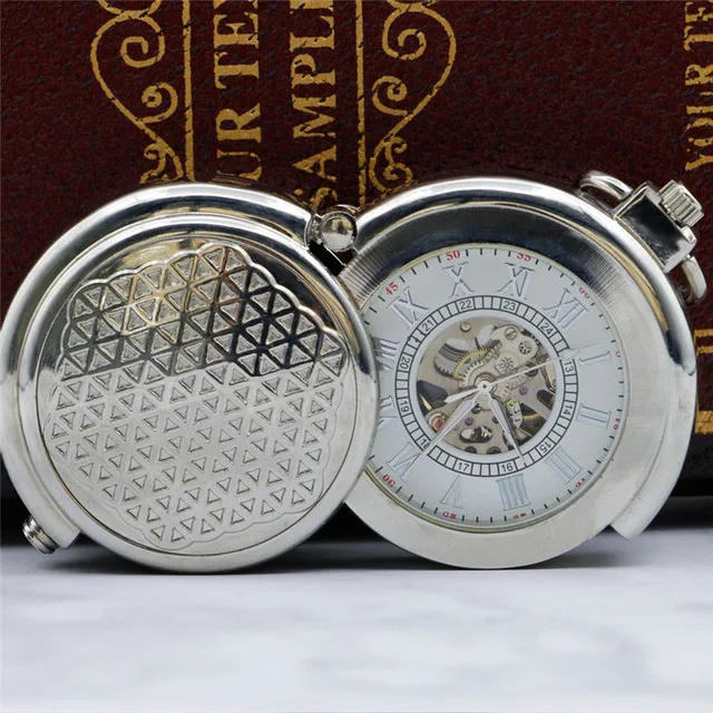 Антикварные Серебряные Механические карманные часы ручной работы с римским циферблатом, часы с подвеской на цепочке для мужчин и женщин, подарок PJX1400