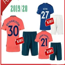 Детский комплект, коллекция 19/20 года, Футбольная Футболка Everton FC KEAN RICHARLISON SIGURDSSON GBAMIN KEANE CENK TOSUN DELPH Everton, Детская футболка