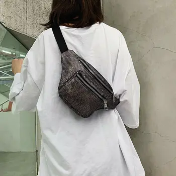 

2019 Fashion Solid Color Waist Bag Men Belt Pack Women Travel Chest Handbag Sequin Waist Bags Ladies Belly Pack Phone Pouch