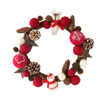 

HOT-Christmas Wreath Front Door Decorations Garland Xmas Winter Holiday Theme Supplies Hanging Ornaments Wreath Window Christmas