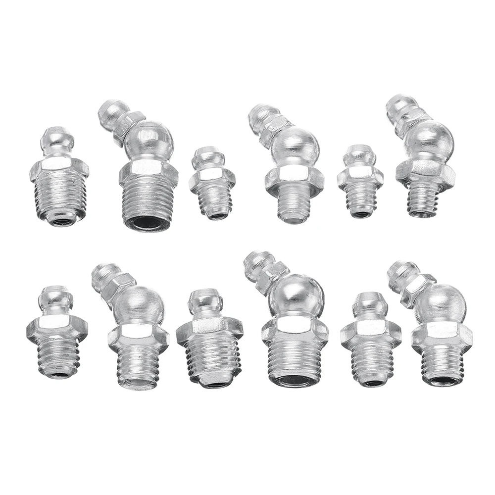 130Pcs Hydraulic Grease Nipples Imperial BSP UNF M6 M8 M10 45&deg; Galvanized Metal Grease Nipple Fitting Assortment Kits Fitting