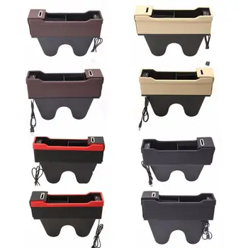 

Multifunctional Car Seat Crevice Organizer with USB Front Seat Filler Leather Storage Box Suitable for Most Cars Auto
