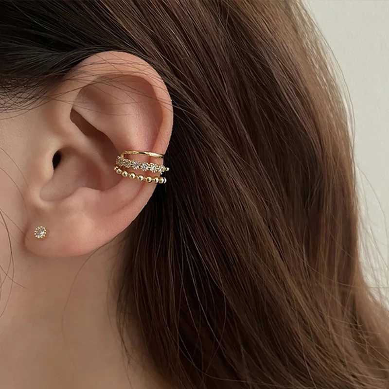 Double layer Pearl Clip Earrings For Women Jewelry Gifts
