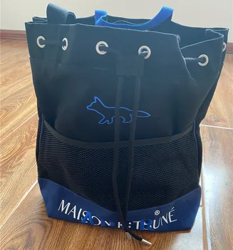 

2020fw Adererror Fox Embroidery Maison Kitsune Backpack Men Women Drawstring Functional Bag