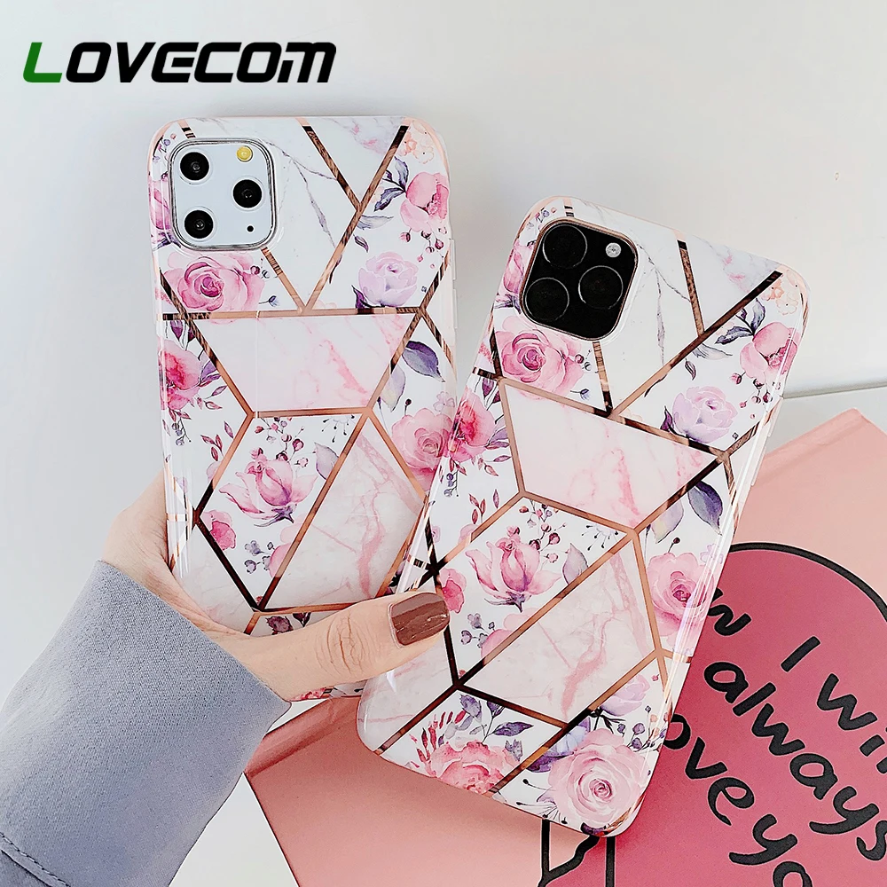 Чехол LOVECOM для телефона iPhone 12 Mini 11 Pro Max XR XS 7 8 Plus гальванизированный геометрический