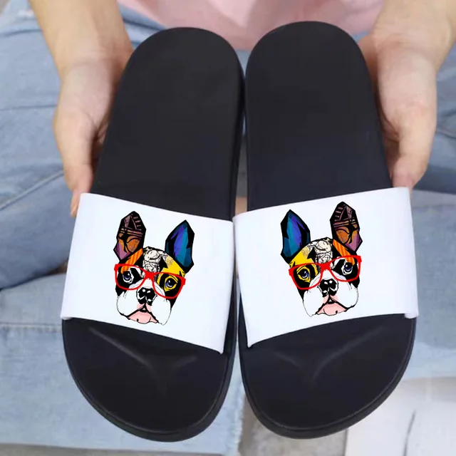 Bulldog francese cartone animato pantofole per cani pantofola per interni  da donna suola morbida coppie personalizzate pavimento per la casa scarpe  da donna amanti scivoli di moda|Pantofole| - AliExpress