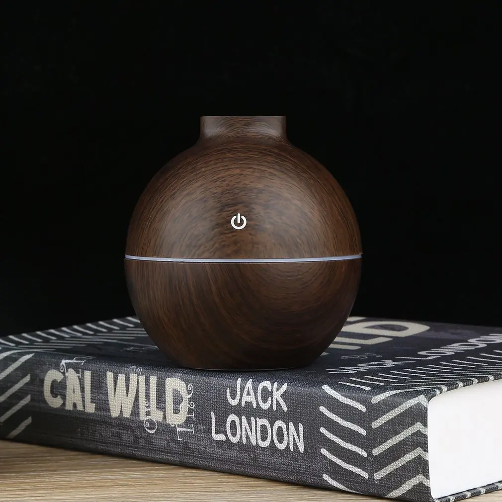 130ML Car Air Humidifier Wood Essential Oil Diffuser Aroma Lamp Aromatherapy LED Light Electric Aroma  Diffuser Mist Maker