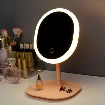 

LED Makeup Mirror Convenient Beauty Dormitory Mirror with Light USB Storage Touch Stand Up Adjustable Desktop Cosmetic Mirror