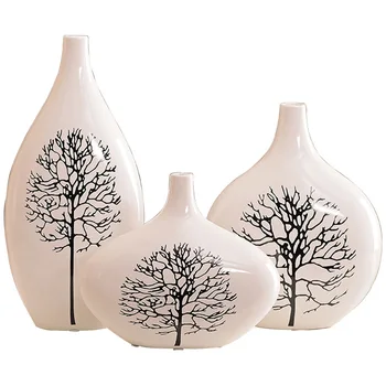 

Chinese-style modern minimalist Jingdezhen ceramic vase three-piece set home creative decorations TV cabinet living room study