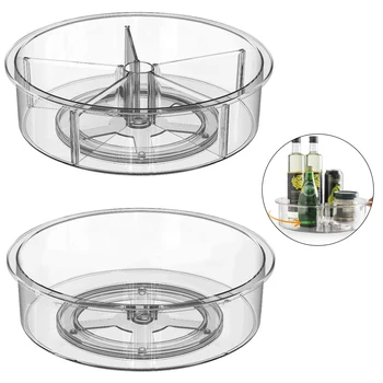 

Kitchen Turntable Storage Bin Spice Storage Container Kitchen Spice Bottle Organizer Clear Compartments For Teabags Sugar Coffee