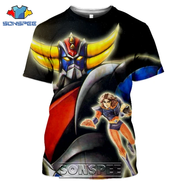 SONSPEE 3D Print Men Women Goldorak T-shirts Casual Streetwear Harajuku Hip Hop Short Sleeve Vintage Anime Tees Tops Shirt Style 02