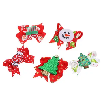 

5pcs Christmas Hair Clips Sequins Bows Hair Accessories for Party Costume