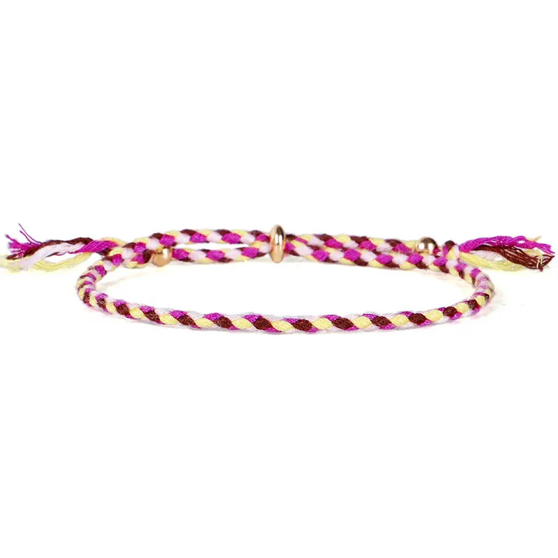 Регулируемый цвет хлопчатобумажная веревка тибетская буддийская любовь талисман тибетская нить браслеты и браслеты для женщин и мужчин ручной работы веревка - Окраска металла: RB025