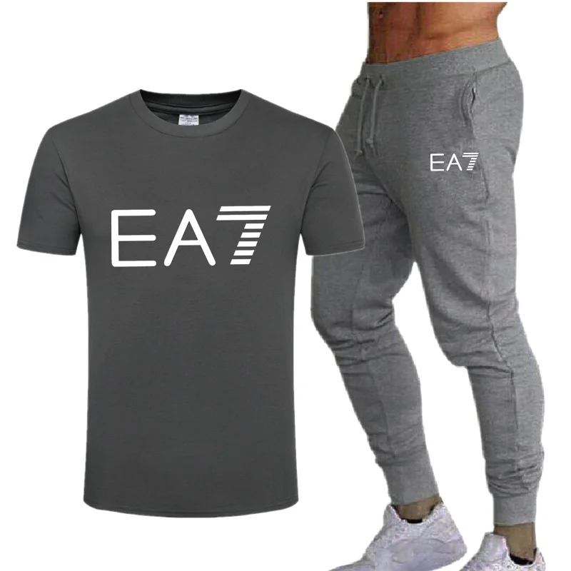 Verano de 2021 marca de moda camiseta de los hombres + Pantalón deportivo Casual de verano fitness ropa trajes para hombres