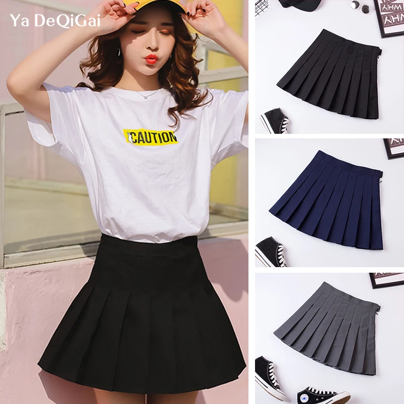 Летняя женская Плиссированная Юбка До Колена в стиле ретро, Корейская элегантная плиссированная юбка с высокой талией, для соревнований, для девочек, для отдыха