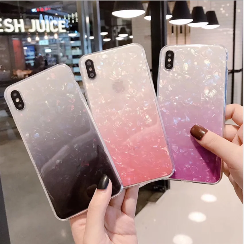 Чехлы для iPhone11pro Max x xs xr 6 7 8plus постепенный Роскошный чехол из ТПУ с узором задняя